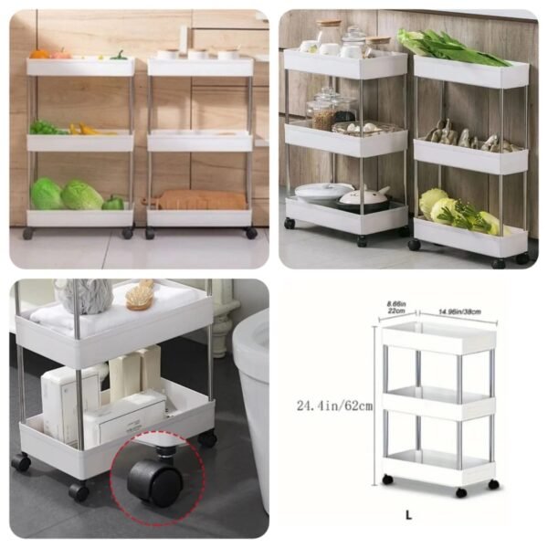 3 Tier Slim Trolly (Box Packing) Same as picture steel pipes Big Size