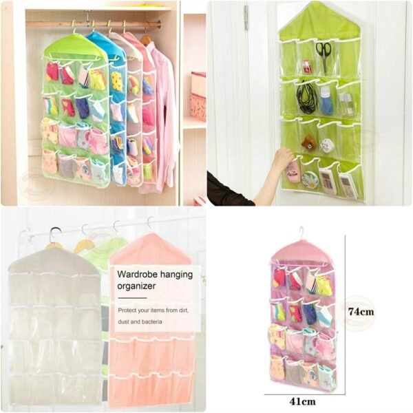 16 Pockets Socks Organizer, Multipurpose Storage Rack Hanger
