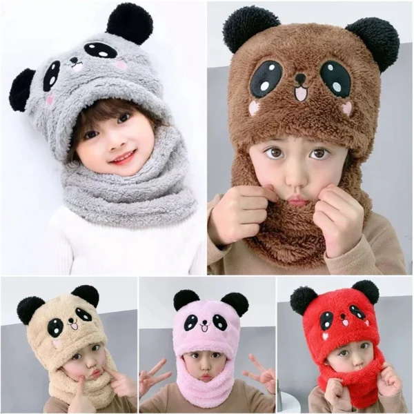 Top-Tier Winter Accessories: 2 Pcs High-Quality Children’s Cartoon Scarf Hats, Hooded Scarf Caps