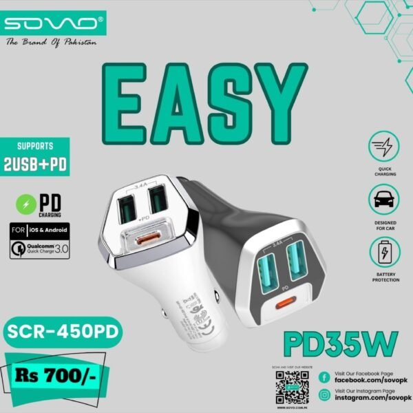 Original Sovo Easy Car Desktop Charger with 2usb Pot