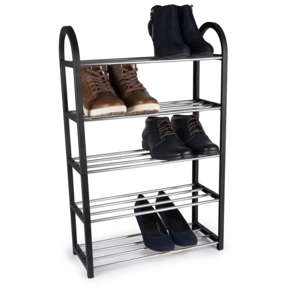 4 Layer Shoe RackONLY BLACK COLOUR (Durable Metal Pipes & Plastic Parts)