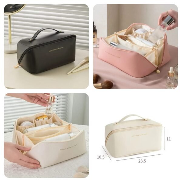 Leather Cosmetic Pouch (Black, brown & White) Available Colours