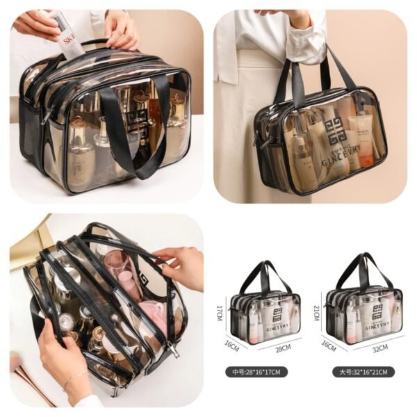 Double Layer Transparent Travel Cosmetic Pouch (Large) Premium Quality