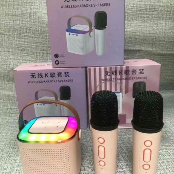 Wireless Bluetooth Karaoke Microphone Portable Bluetooth Karaoke Speaker with 2 Wireless handheled Microphones for Home Party