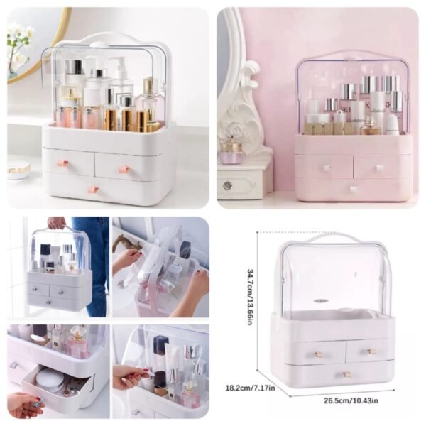 Acrylic Double Side Cosmetic Organizer  (Random Colours) Box Packing