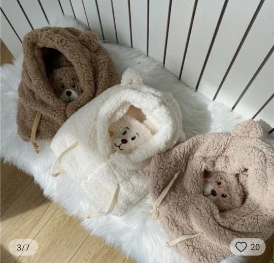 Cute Panda Winter Wool Hat & Scarf With Panda Mask (Random Colors)