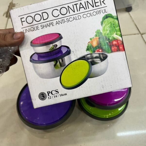 3pcs Food Container Steel Anti Scald