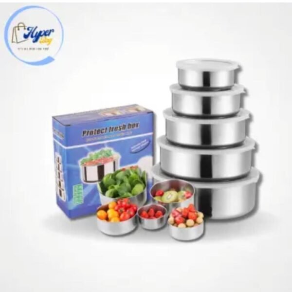 5pc Set of Stainless Steel Mixing Bowls – Durable, Odor-Free, and Space-Saving