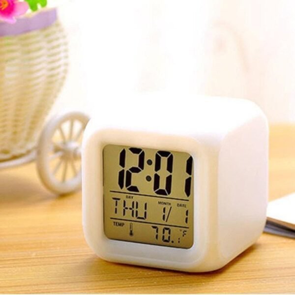 Childrens Small Study Alarm Clock LED Change Digital Glowing Night Light for Bedroom