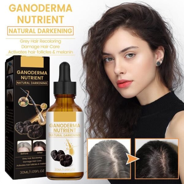 Anti-Greying Hair Serum, Dark Serum for Hair, Organic Ganoderma, Inverted Essence for Grey Hair, Darkens Your Hair Naturally Without Damaging