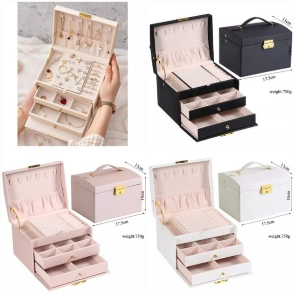 3Layer Leather Jewellery Organizer (Random Colours) Box Packing
