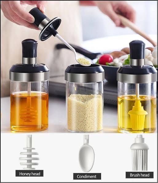 3Pcs Glass Seasoning Jar