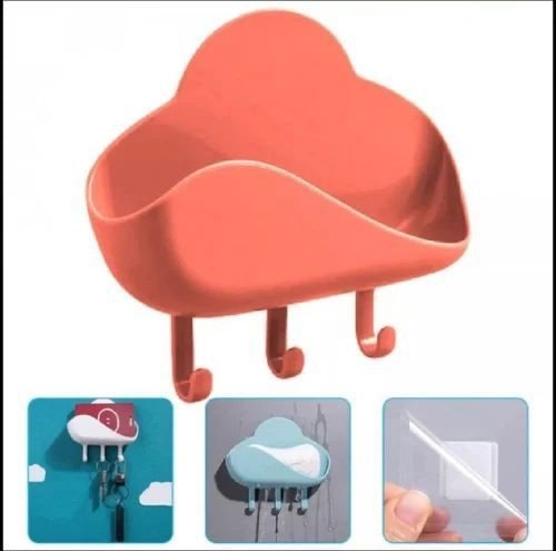 Wall Mounted Cloud Soap Holder With Hooks