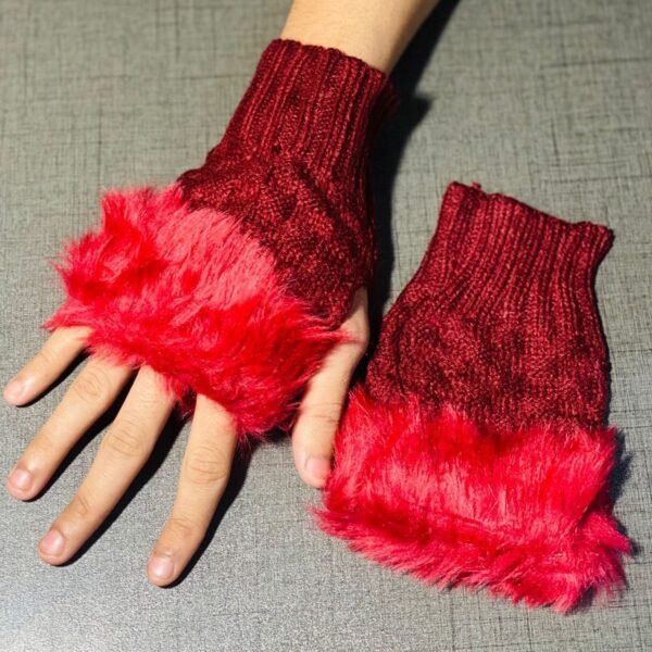 Winter Wool Hand Gloves For Women (Random Colors)