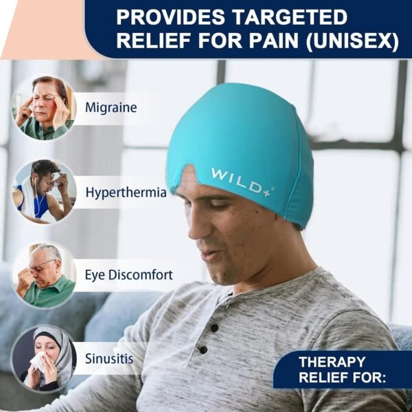 Ice Cap for Headaches, Headache Hat for Migraine Relief, Cold Cap for Stress Relief Ice Pack Reusable, Cooling Sleep Migraine Mask Tension Headache Relief, Ice Hat for Puffy Eyes