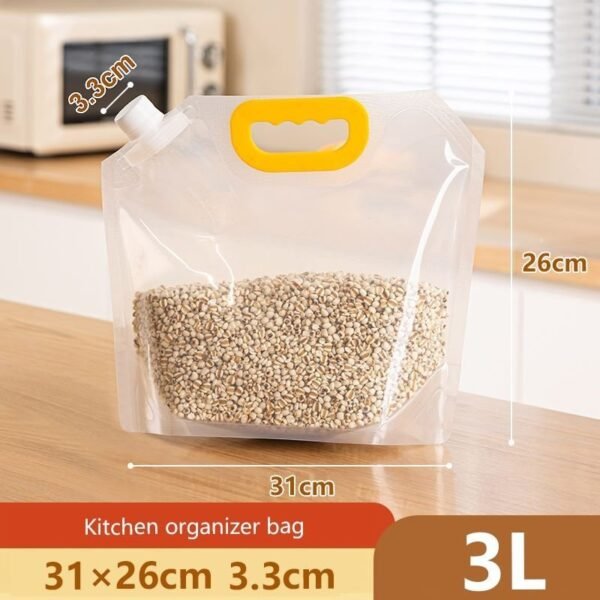 3L Transparent Stand-Up Cereals Nozzle Storage Bag DIY Rice Grains Packaging Bags Reusable Sub-packaging Bag Drink Pouch