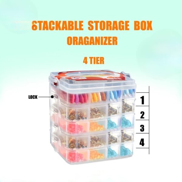 Stackable storage box organizer 4 Layer
