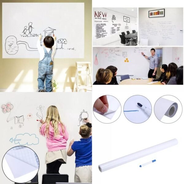 Self-adhesive White Board Sheet With Marker (Size 60×200cm)