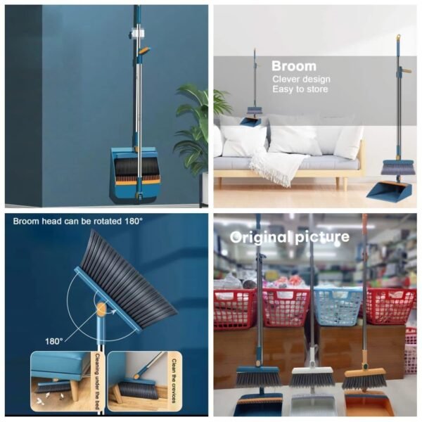 Broom and Folding Dustpan Set