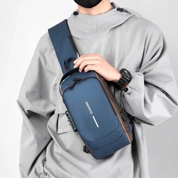 Newest Men Anti Theft Chest Bag Shoulder USB Charging Crossbody Package School Short Trip Messengers Gym Men’s Sling Sports (Random)