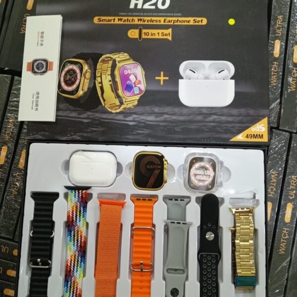 H20 Smart Watch Wireless Earphones Set 10 in 1 Strap