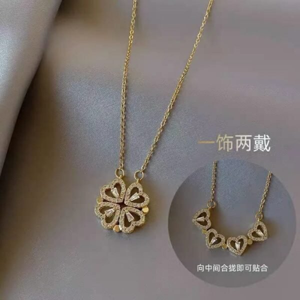 Classic niche design peach heart one two wear necklace ladies love lucky star