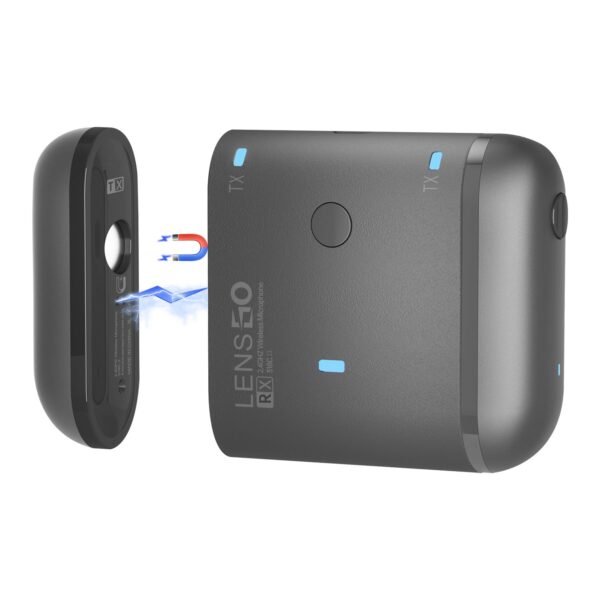 LENSGO 318C II Dual Wireless Lavalier Microphone – 2.4GHz Tech, Real-Time Monitoring, Magnetic Charging