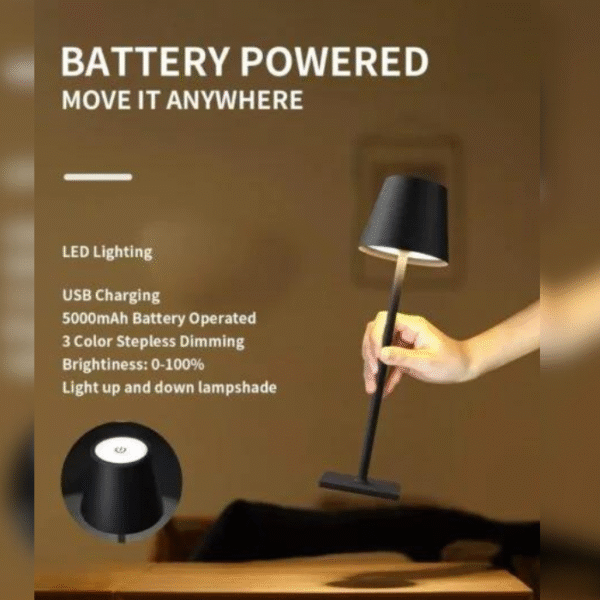 Table Lamp,Portable LED Desk Lamp, 5000mAh Battery Operated, 3 Color Stepless Dimming
