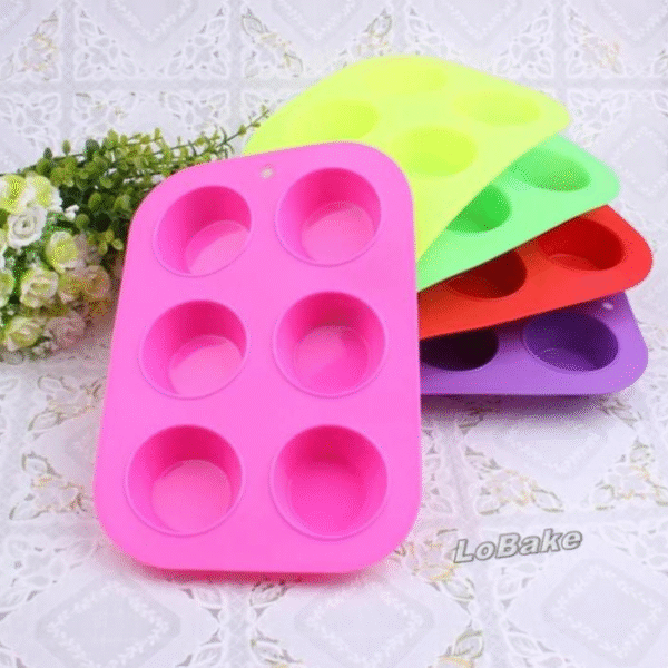Latest 6-well round shape muffin cupcake silicone mold fondant cake decoration soap mould cupcake-molds