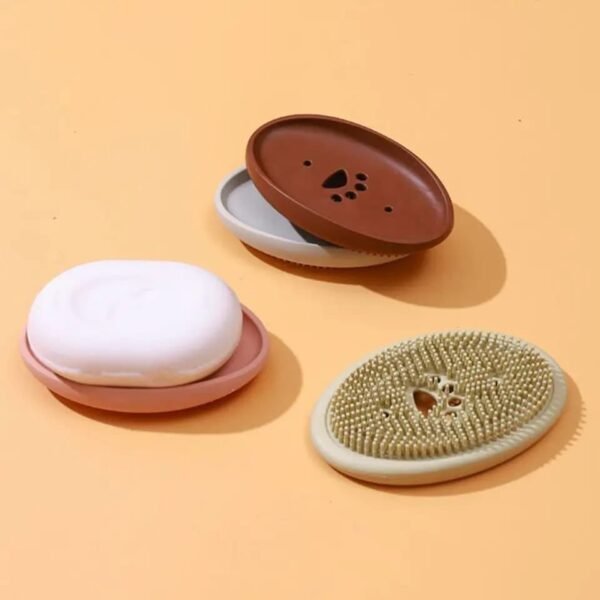 SILICONE 2 in 1 Soap Dish With Brush
