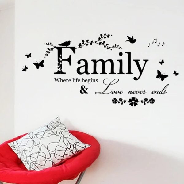 Family Love Never Ends Quote Vinyl Wall Sticker 20cm x 57cm