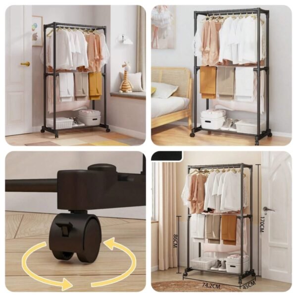 Double-Pole 2Layer Cloth Hanging Rack  (Premium Quality) Made in China 🇨🇳
