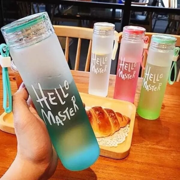 Hello Master Frosted Glass Water Bottle