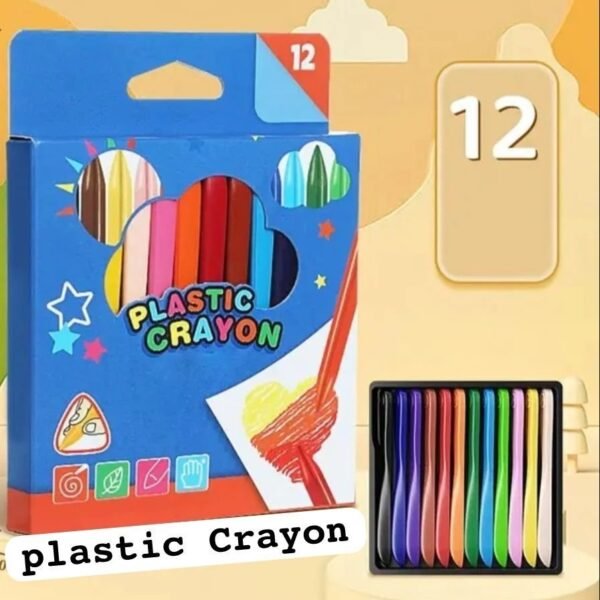 Pack of 12 Art Supply Childs Plastic Crayons with Box x No Dirty Handsx No Dirty Clothesx Set of 12 Vibrant and Expressive colors