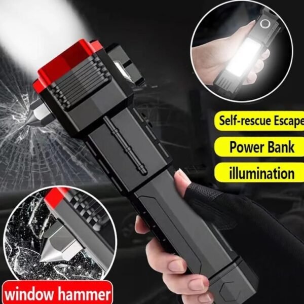 Super Bright LED Flashlight With Safety Hammer