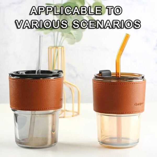 Juice Cup With Straw Glass Material (450ml)