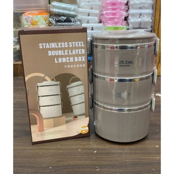 Stainless Steel Triple Layer Lunch Box  (Imported China 🇨🇳)