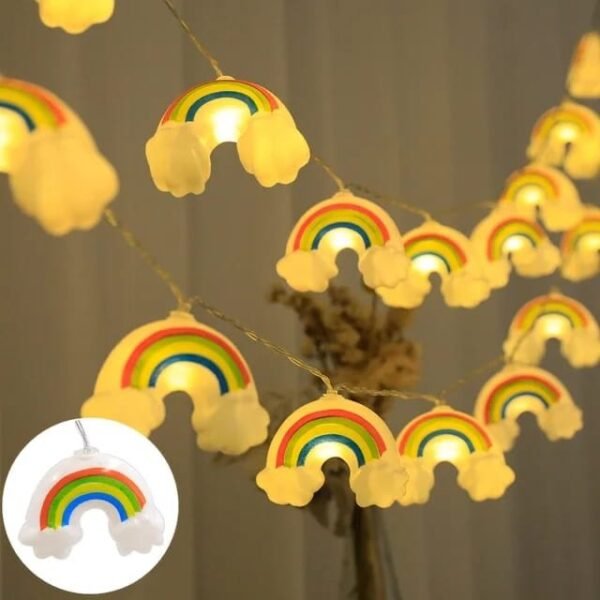 LED String Rainbow Clowd Light For Birthday Room Decorations 10 Lights USB plus Cell Operated