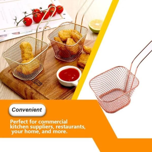 Golden Square Frying Serving Deep Fry Basket French Fries Mesh Wire Net Strainer For Restaurant And Kitchen