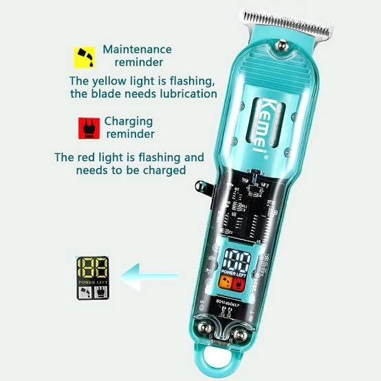Professional Hair Clipper Transparent Body Cordless Hair Trimmer Machine LCD Display Hair Cutting Machine for Man