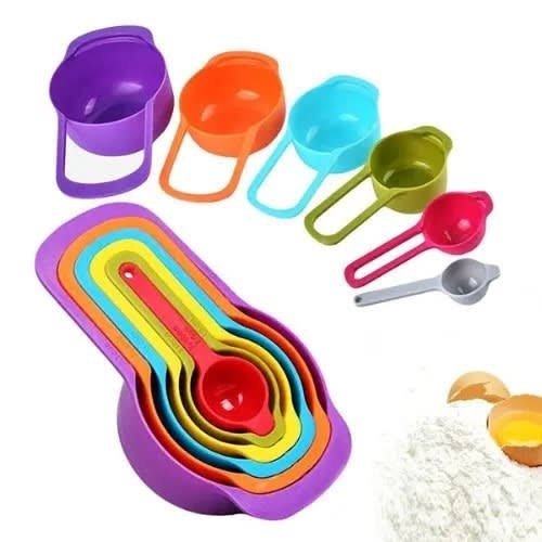 Pack Of 6 Multi Color Measuring Cup & Spoon Set for Baking / Cooking tool  (Made in China)