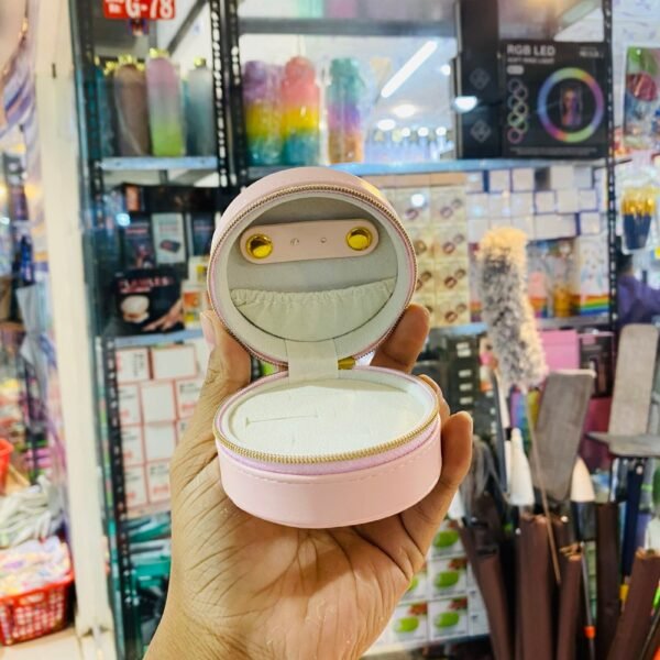 Small Round Velvet Jewelry Box Organizer Display Case For Women Travel Storage