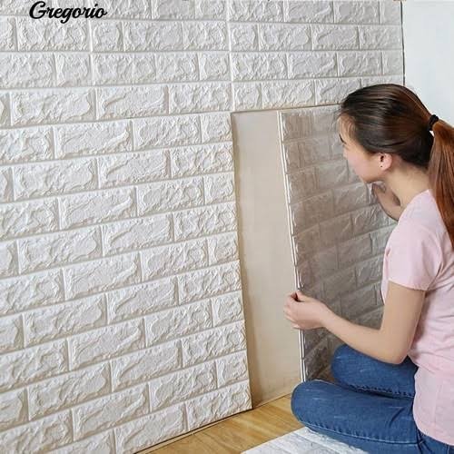 3D Foamic White Wall Brick Sheet 70x77cm