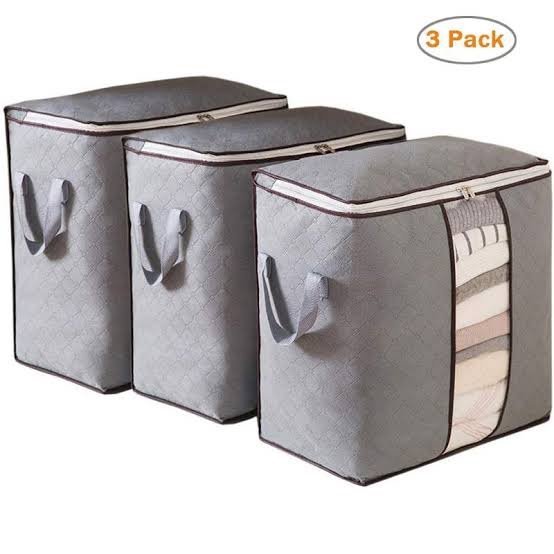 Pack Of 3 Grey Storage Bag 80GSM