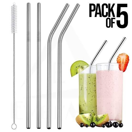 Stainless steel straw pack of 5