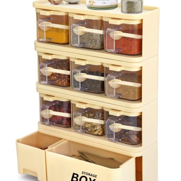 High Quality 9Pcs Spice Rack With Storage Box